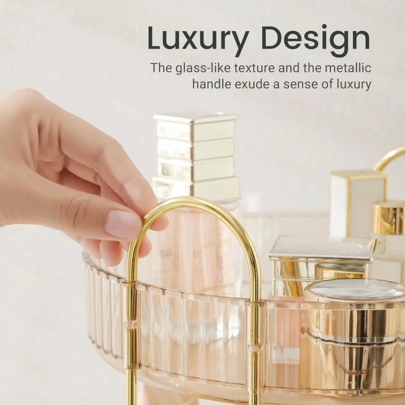 1/2/3Layers Rotating Makeup Organizer for Vanity Large Capacity Clear Spinning Counter Shelf Cosmetic Holder for Dressing Table