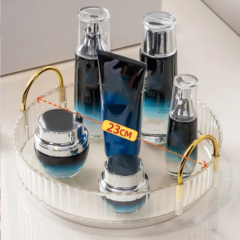 1/2/3Layers Rotating Makeup Organizer for Vanity Large Capacity Clear Spinning Counter Shelf Cosmetic Holder for Dressing Table